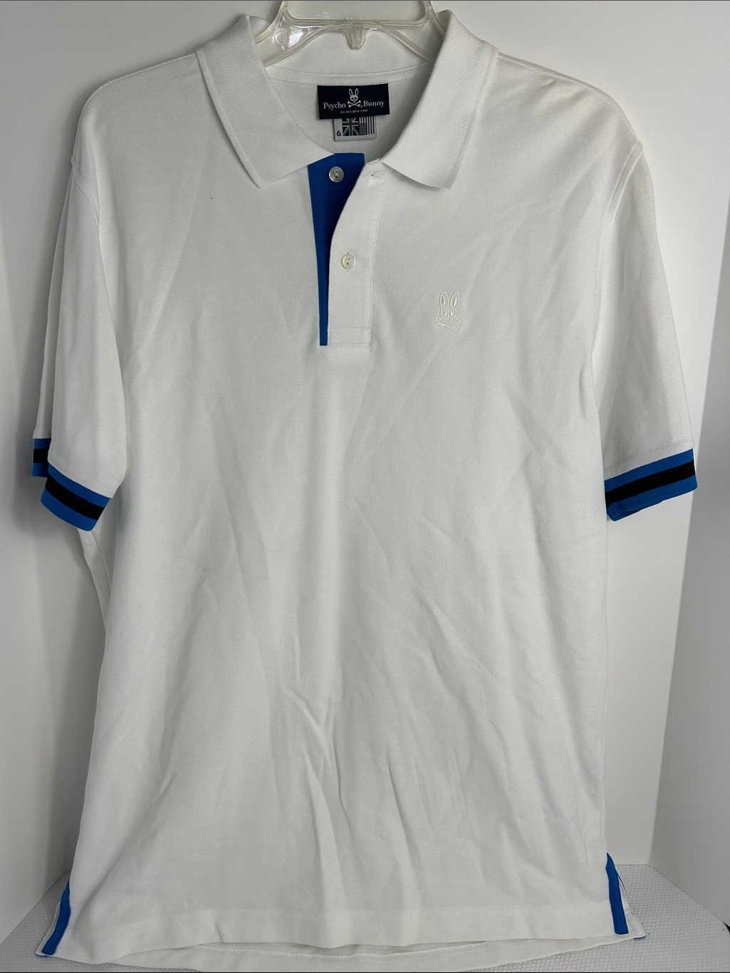 Psycho Bunny Men’s Size Large White Polo Short Sleeve Pima Cotton Golf Shirt